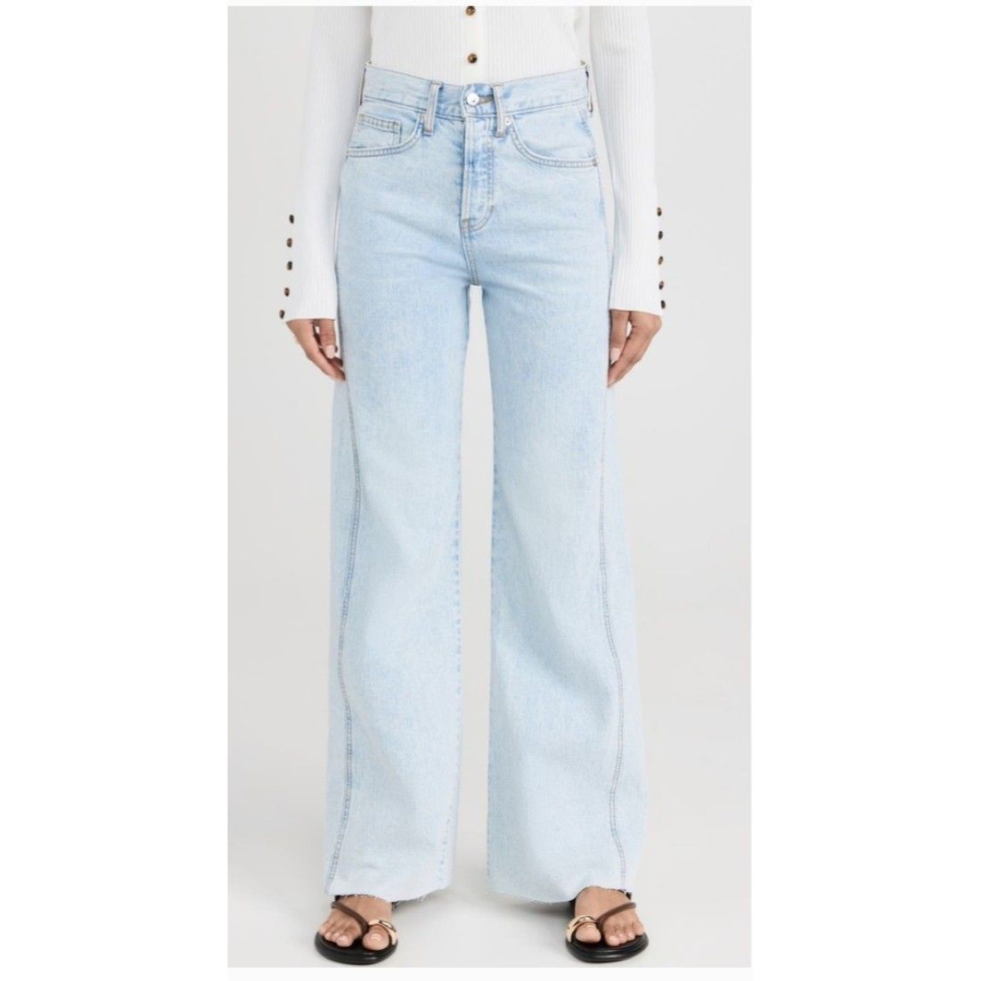 Veronica Beard Light Wash Wide Leg Jeans